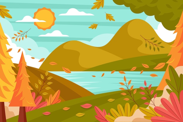 Flat autumn background