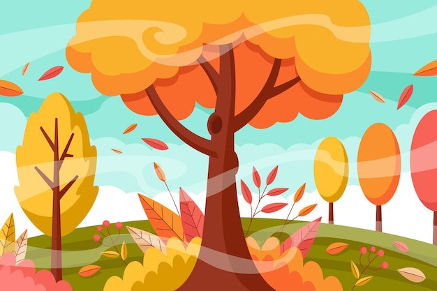 Flat autumn background