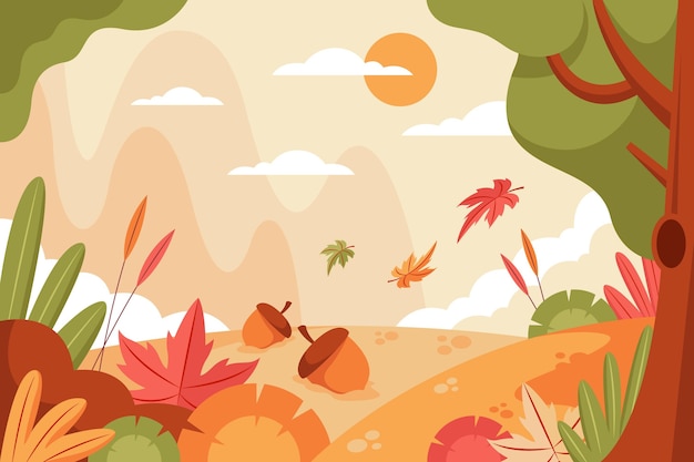 Flat autumn background