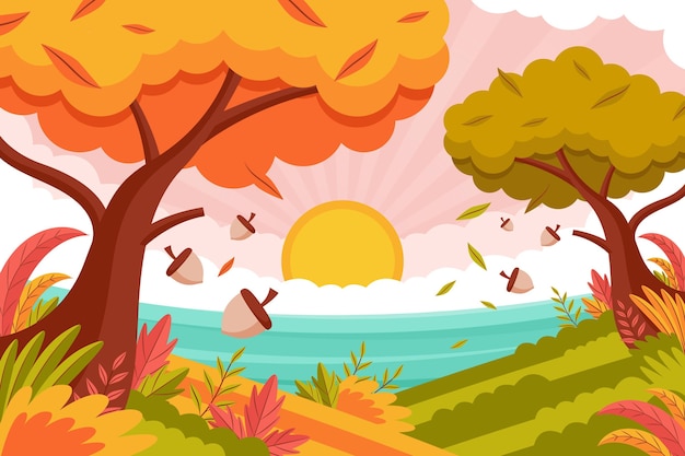 Flat autumn background