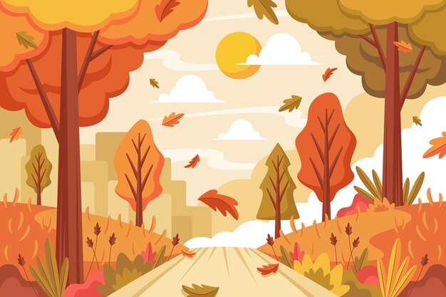 Flat autumn background