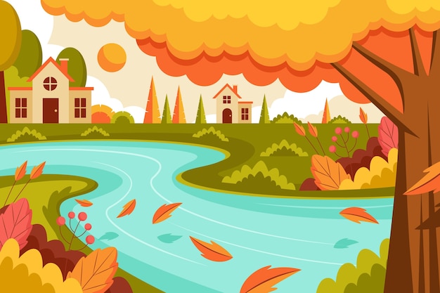 Flat autumn background