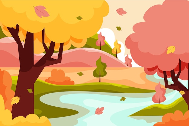 Flat autumn background