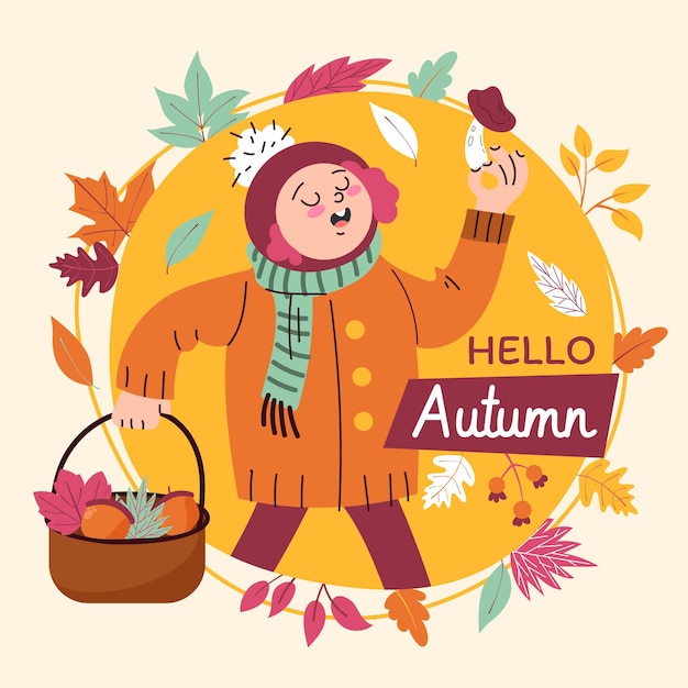 Flat autumn background