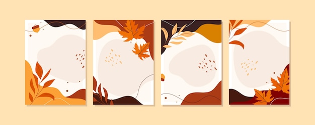 Free Vector flat autumn cards collection