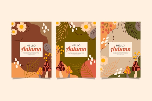 Flat autumn cards collection