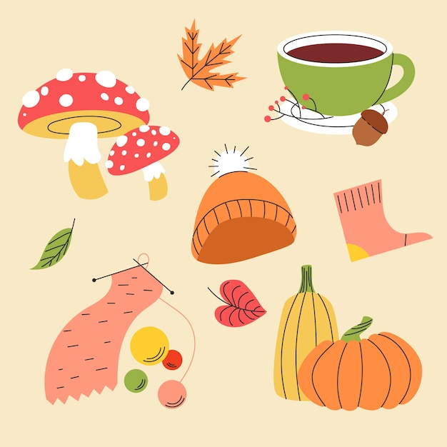 Free Vector flat autumn celebration elements collection