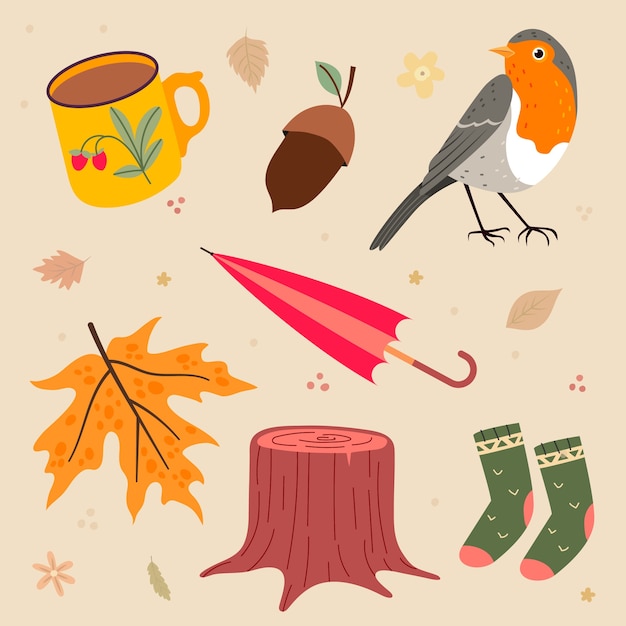 Free vector flat autumn celebration elements collection