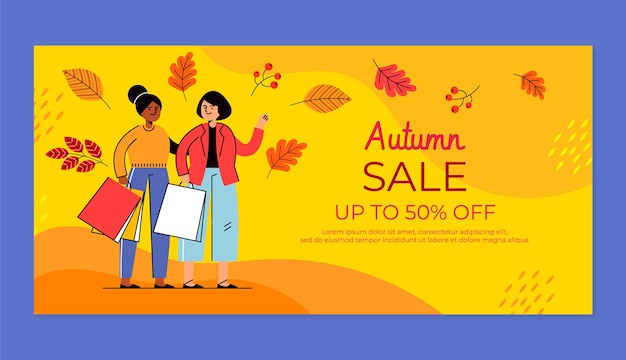 Flat autumn celebration sale banner template