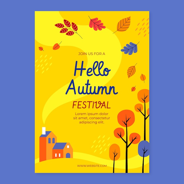 Free Vector flat autumn celebration vertical poster template