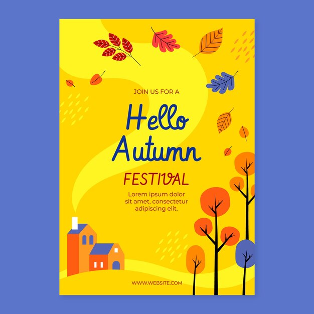 Flat autumn celebration vertical poster template