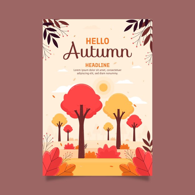 Flat autumn celebration vertical poster template