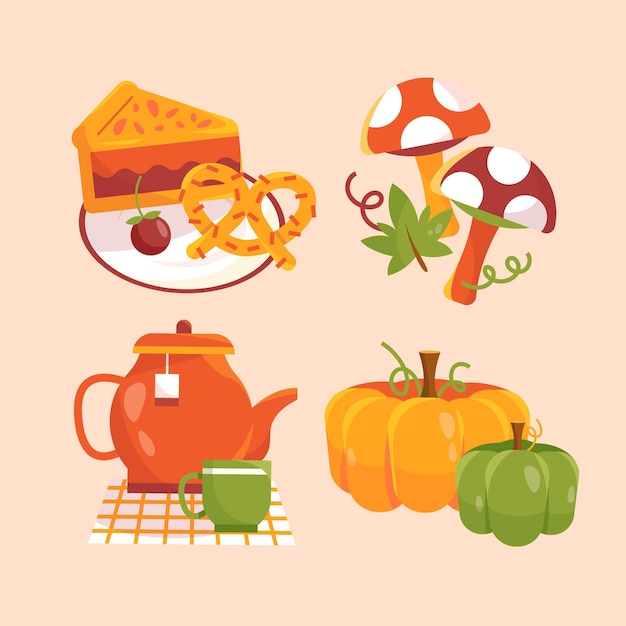 Free Vector flat autumn elements collection