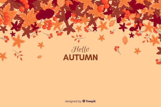 Free vector flat autumn forest leaves background