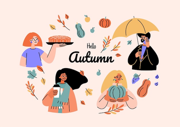 Free vector flat autumn illustration