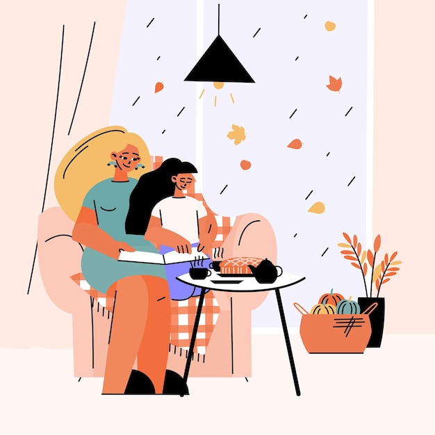 Flat autumn illustration