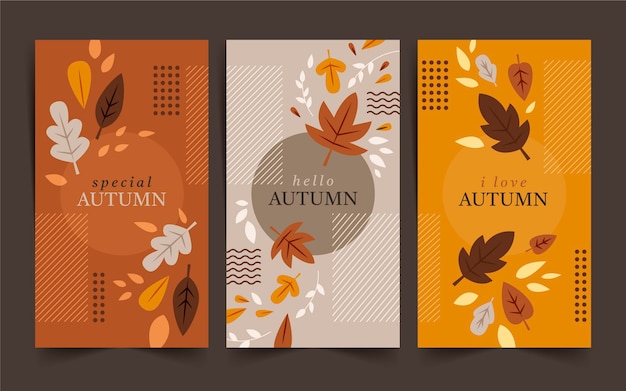 Free Vector flat autumn instagram stories collection