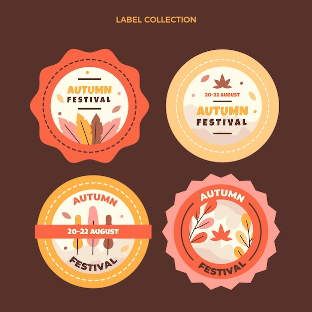 Flat autumn labels collection