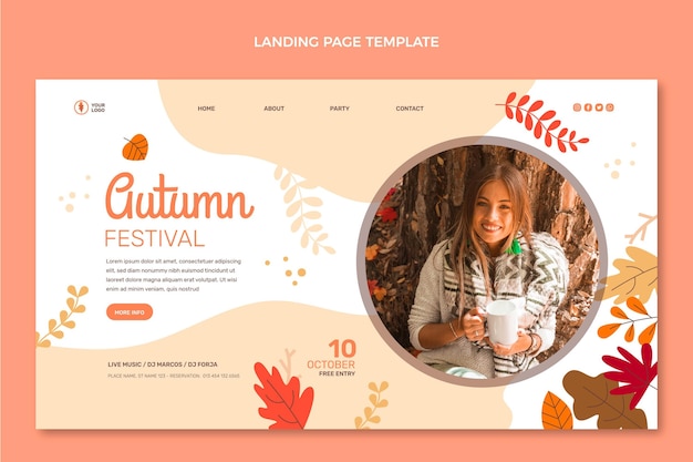 Flat autumn landing page template