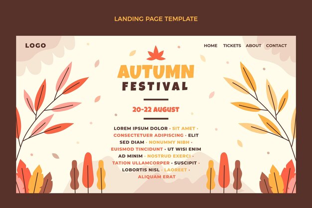 Flat autumn landing page template