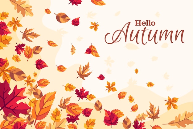 Flat autumn leaves background