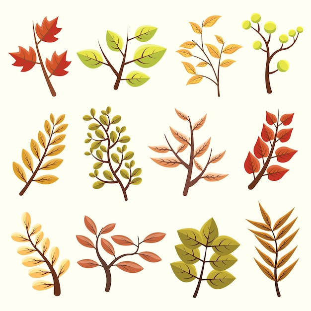 Free vector flat autumn leaves collection