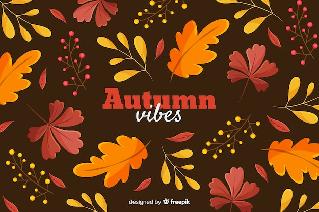 Flat autumn leaves decorative background