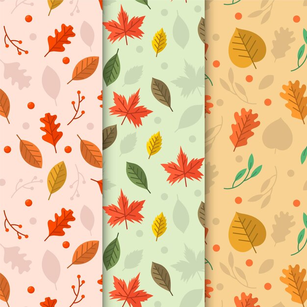 Flat autumn pattern collection