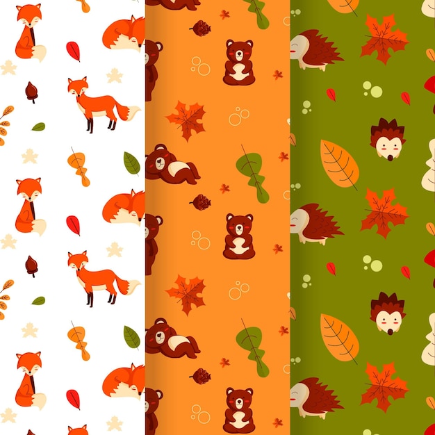 Free Vector flat autumn pattern collection