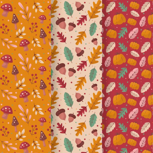 Flat autumn patterns collection