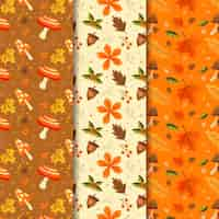 Free vector flat autumn patterns collection