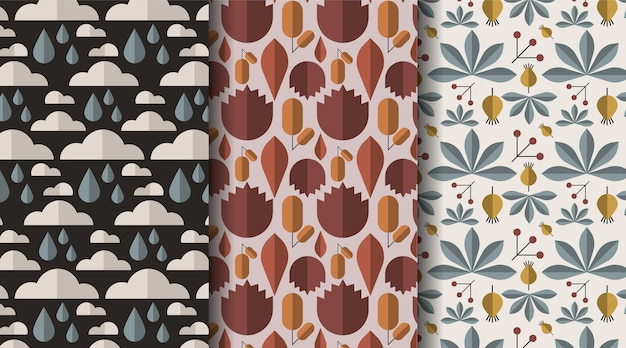 Free vector flat autumn patterns collection