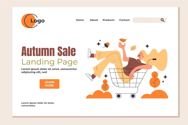 Flat autumn people sale landing page