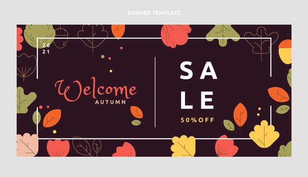 Flat autumn sale background