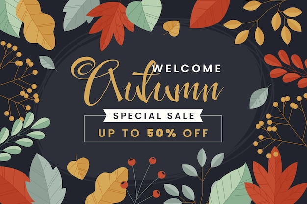 Flat autumn sale background