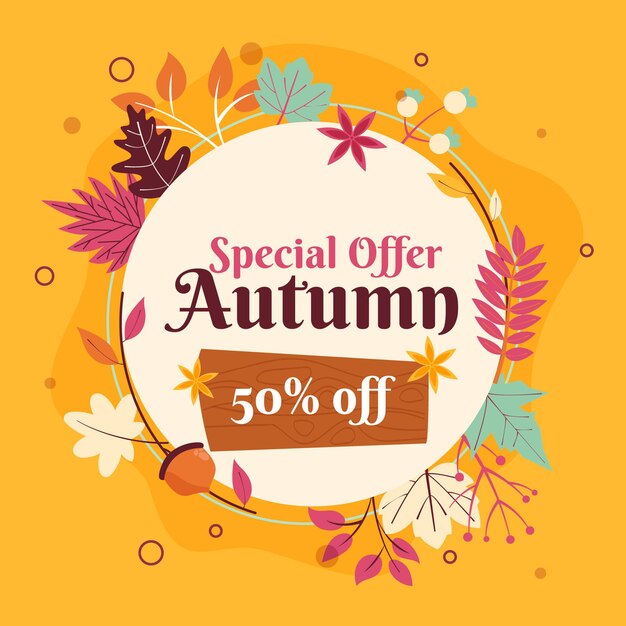 Flat autumn sale background