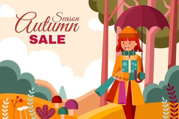 Flat autumn sale background