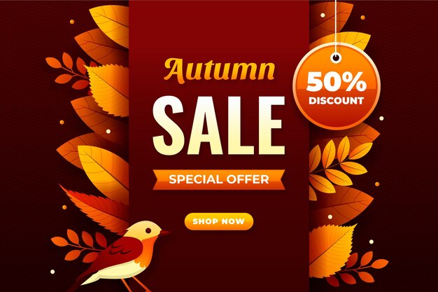 Flat autumn sale background