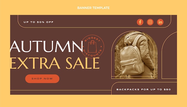 Free Vector flat autumn sale banner