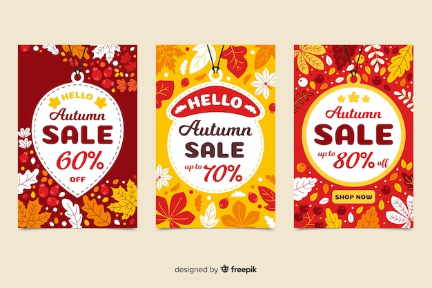 Flat autumn sale banners template