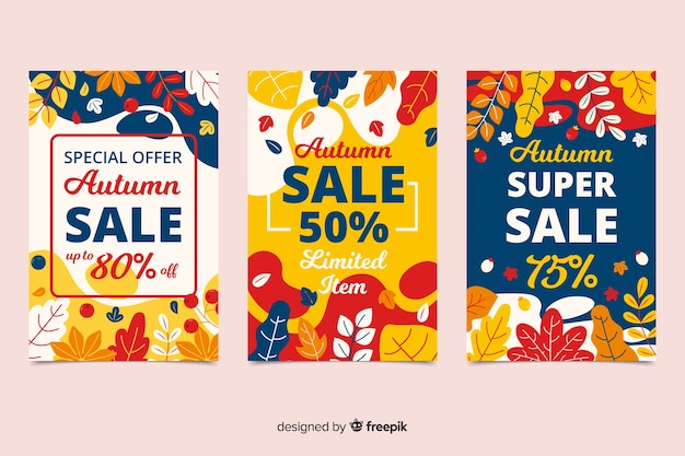 Flat autumn sale banners template