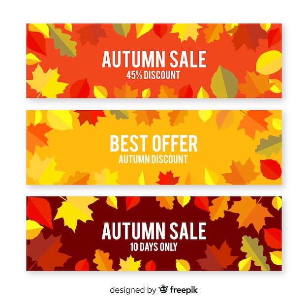 Free vector flat autumn sale banners template