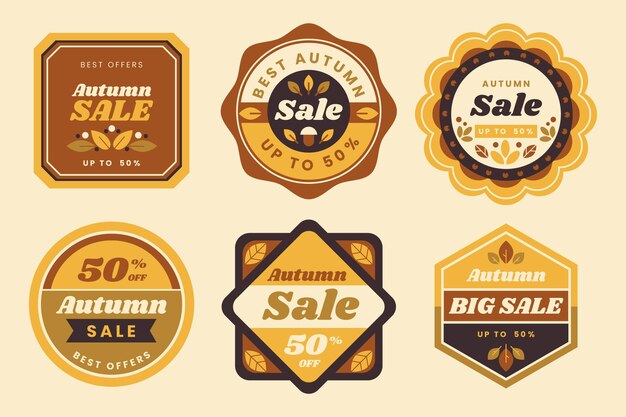 Flat autumn sale labels collection