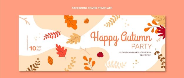 Flat autumn social media cover template