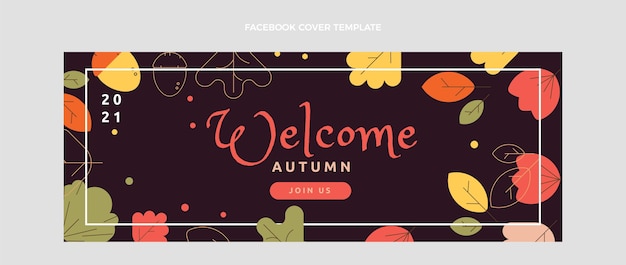 Flat autumn social media cover template