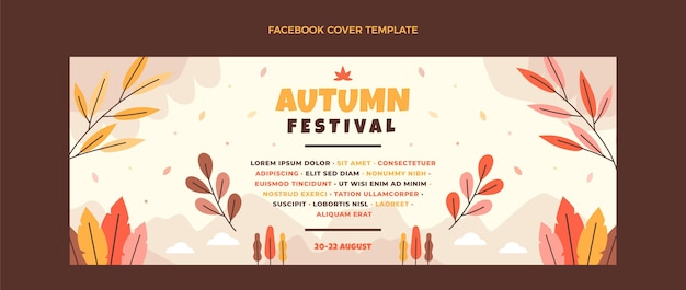 Flat autumn social media cover template