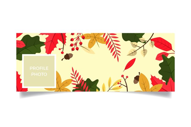 Flat autumn social media cover template