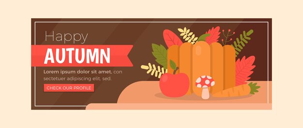 Flat autumn social media cover template