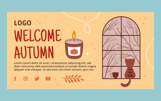 Flat autumn social media post template