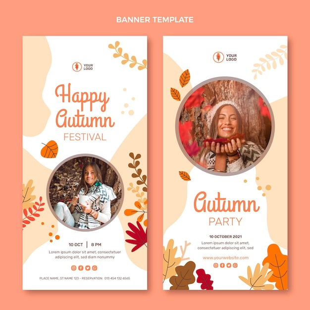 Flat autumn vertical banners set